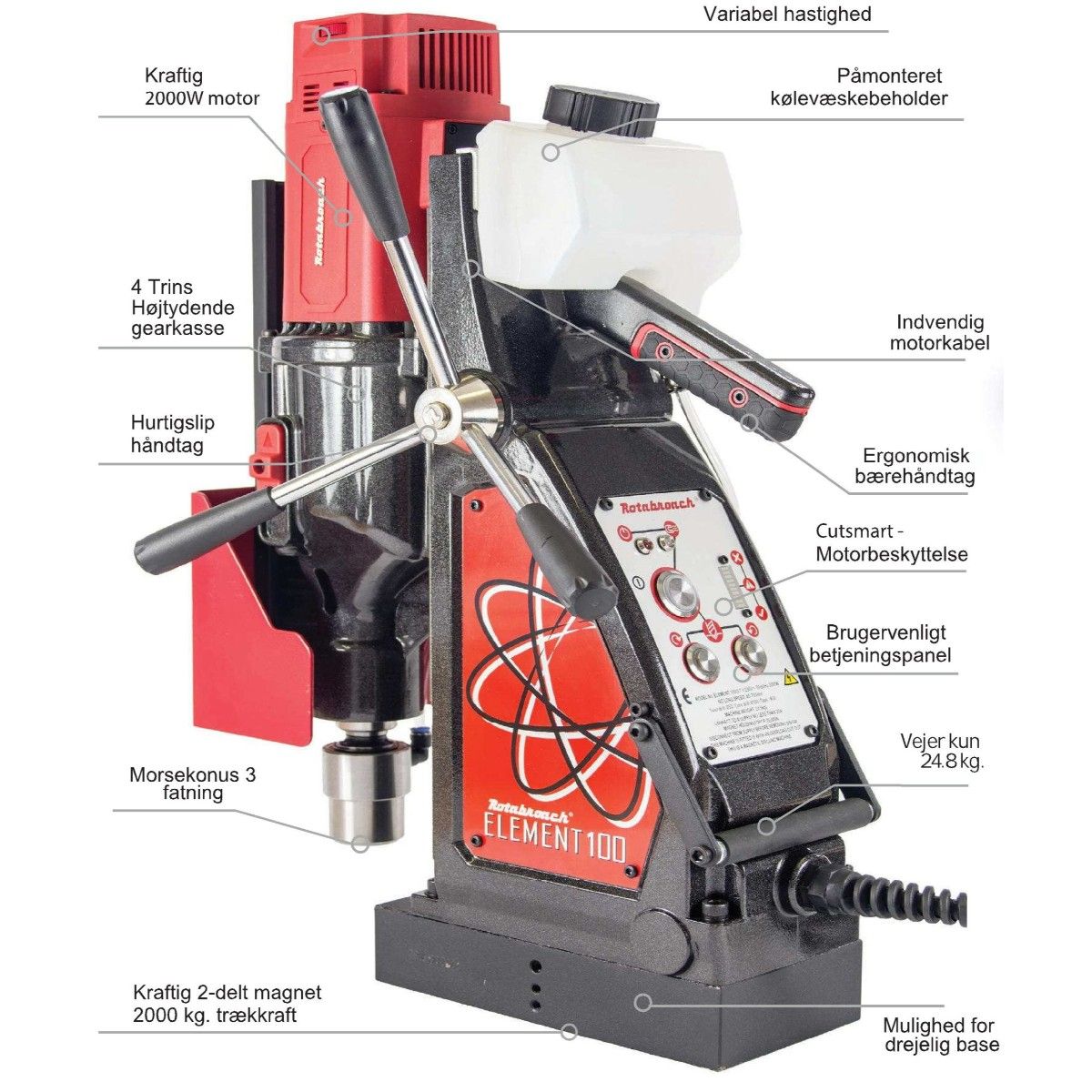 Rotabroach Magnetboremaskine Element E100   Kernebor Max  ø100 Mm