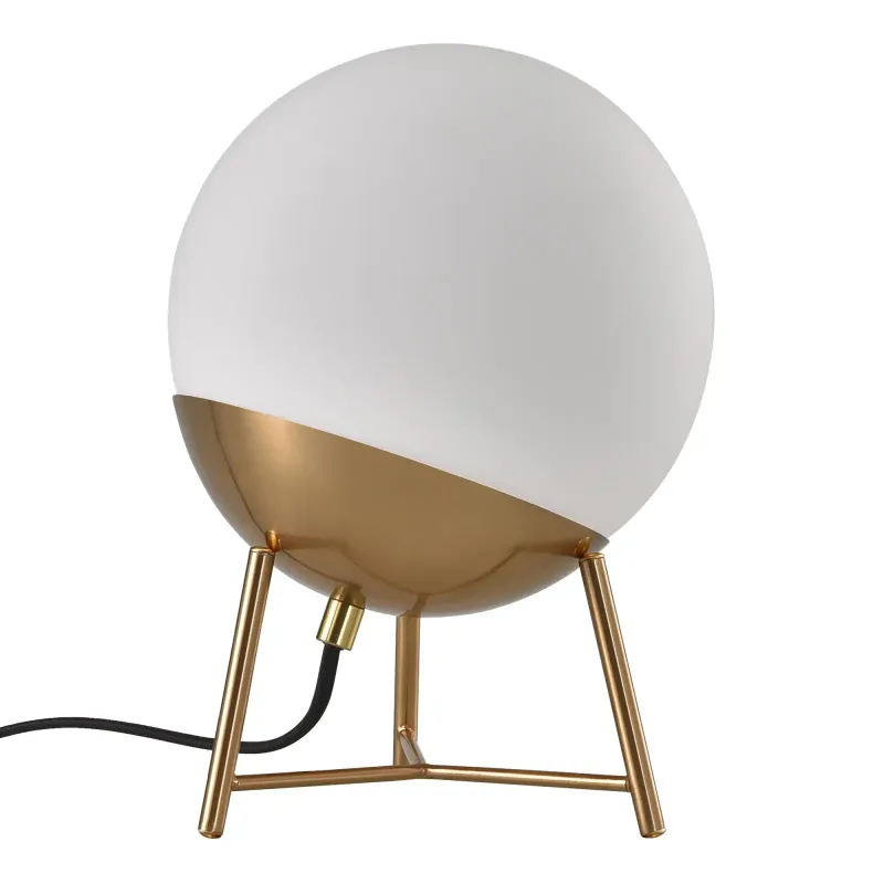 Bordlampe Lampe Kugleformet Hvidt Glas Og Messingfatningn150 Cm Stofledning Pære: E27 40w 6406230