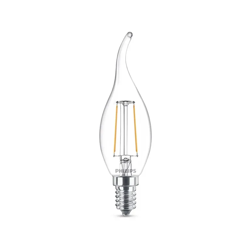 Philips Ledclassic Filament 25w Bøjet Top E14 Varm Hvid Klar Ikke Dæmpbar Stk 8718696573877