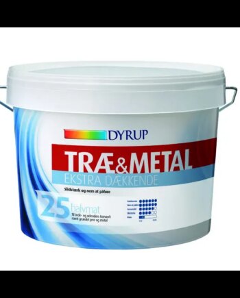 Dyrup Træ   Metal 25 Ekstra Dækkende Hvid   25lt