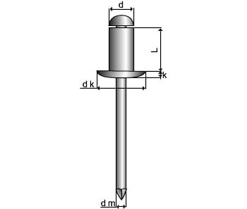 Blindnitte åben Essve   0x8 Mm Alu St Panhoved 625 Stk