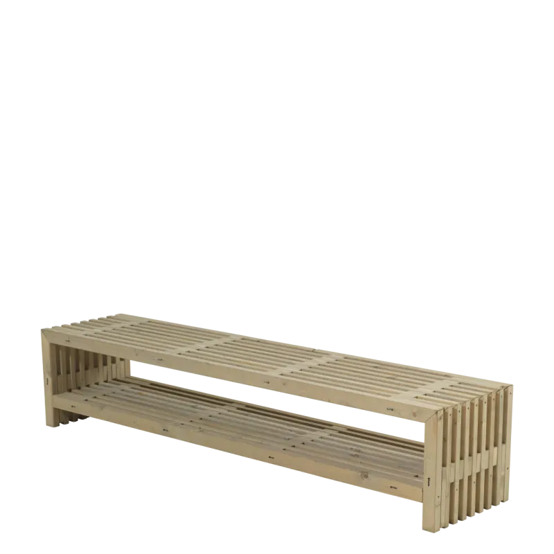 Plus Rustik Trallebænk Design 218x49x45cm Hylde Drivtømmerfarve