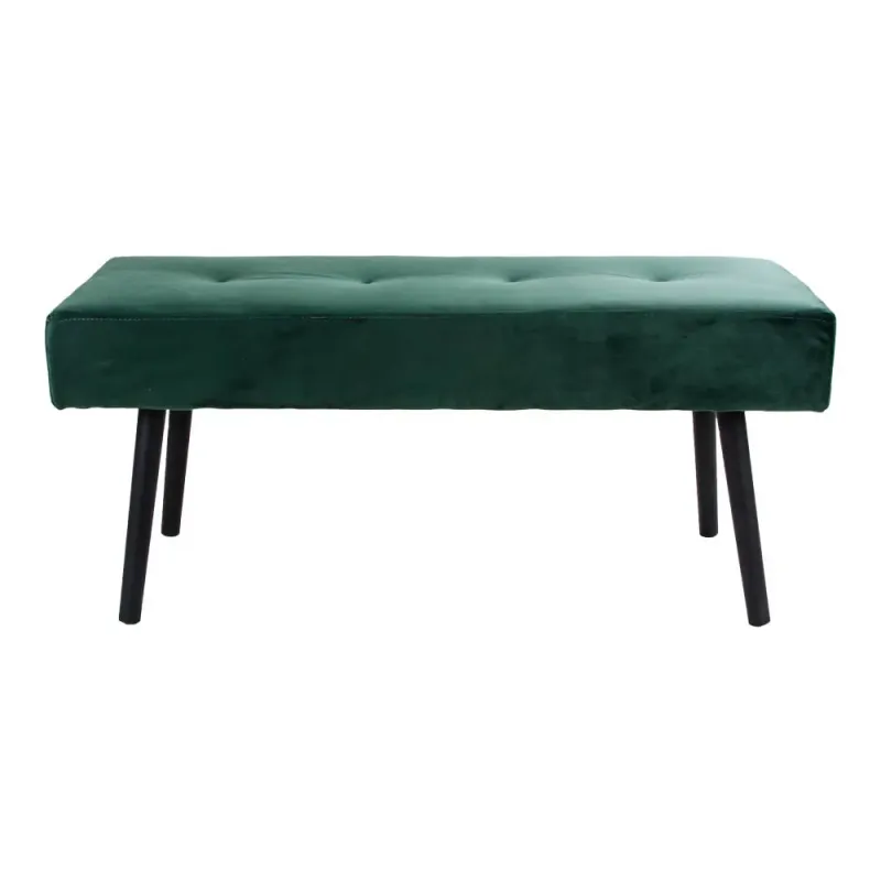 Bænk Mørkegrøn Velour Med Sorte Ben Hn1206 1401004