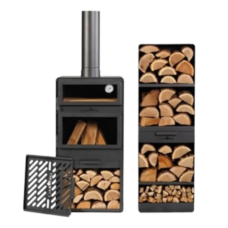 Cook King Vento Udeovn Med Bagekammer Dobbelt Hærdet Glas Grillrist Og Brænderum 120 40 30 Cm