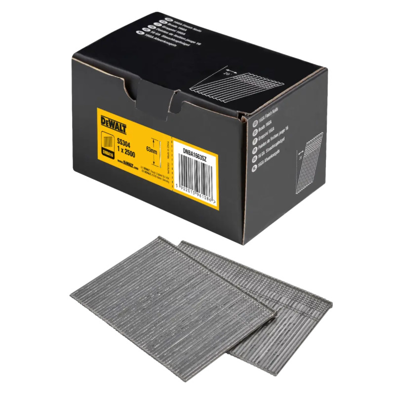 Dewalt 16ga Dykkersøm 63 Mm Rustfri Stål A2 20â 2500 Stk Dnba1663sz