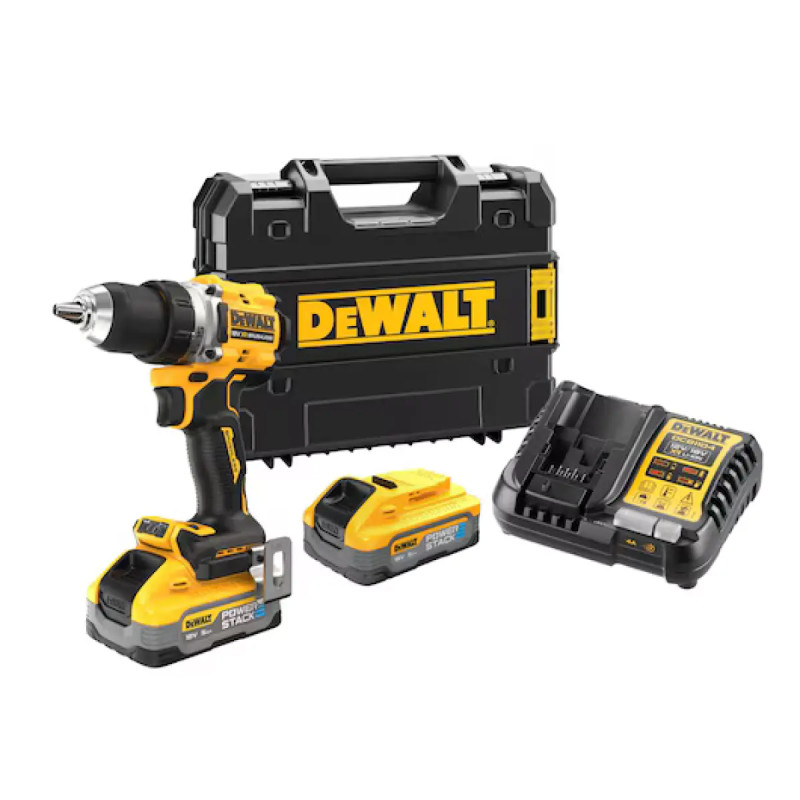 Dewalt 18v Xr Kulløs Boremaskine Inkl 0ah Powerstack Batterier Tstak Dcd800h2t-qw