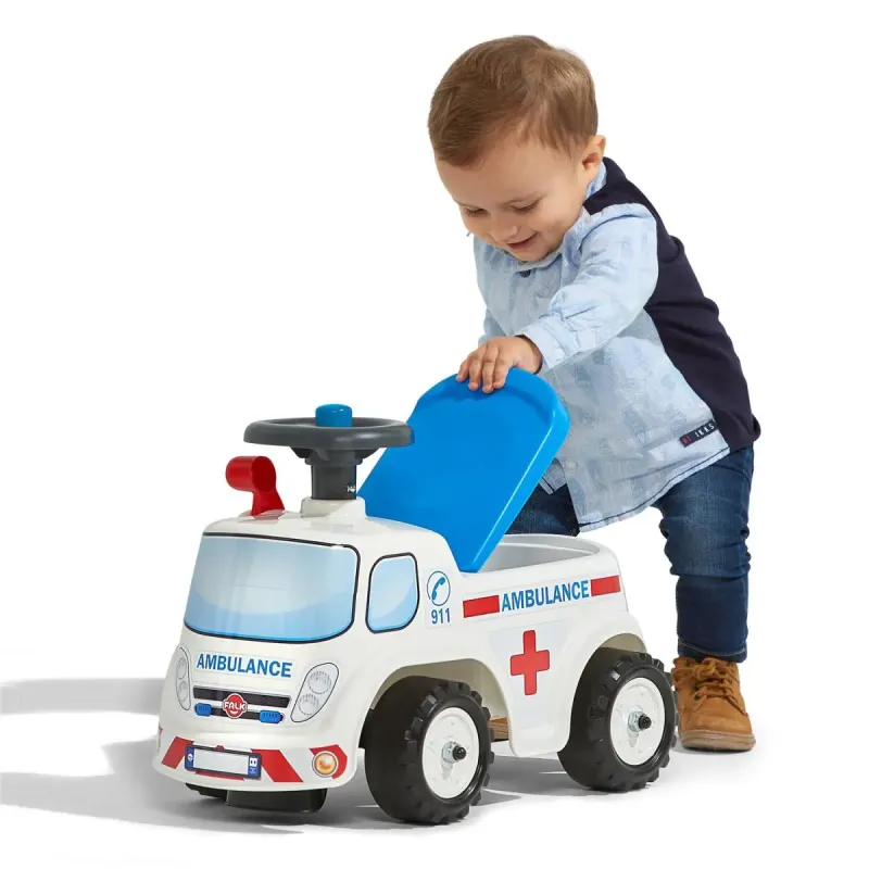 Falk Ambulance Ride-on Med Opbevaringsrum Rat Og Horn
