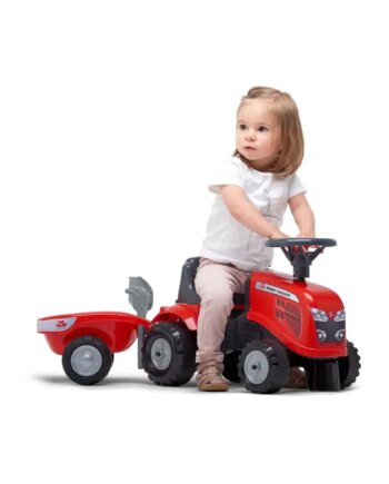 Falk Baby Massey Ferguson Ride-on Traktor    Trailer  Rive Og Skovl
