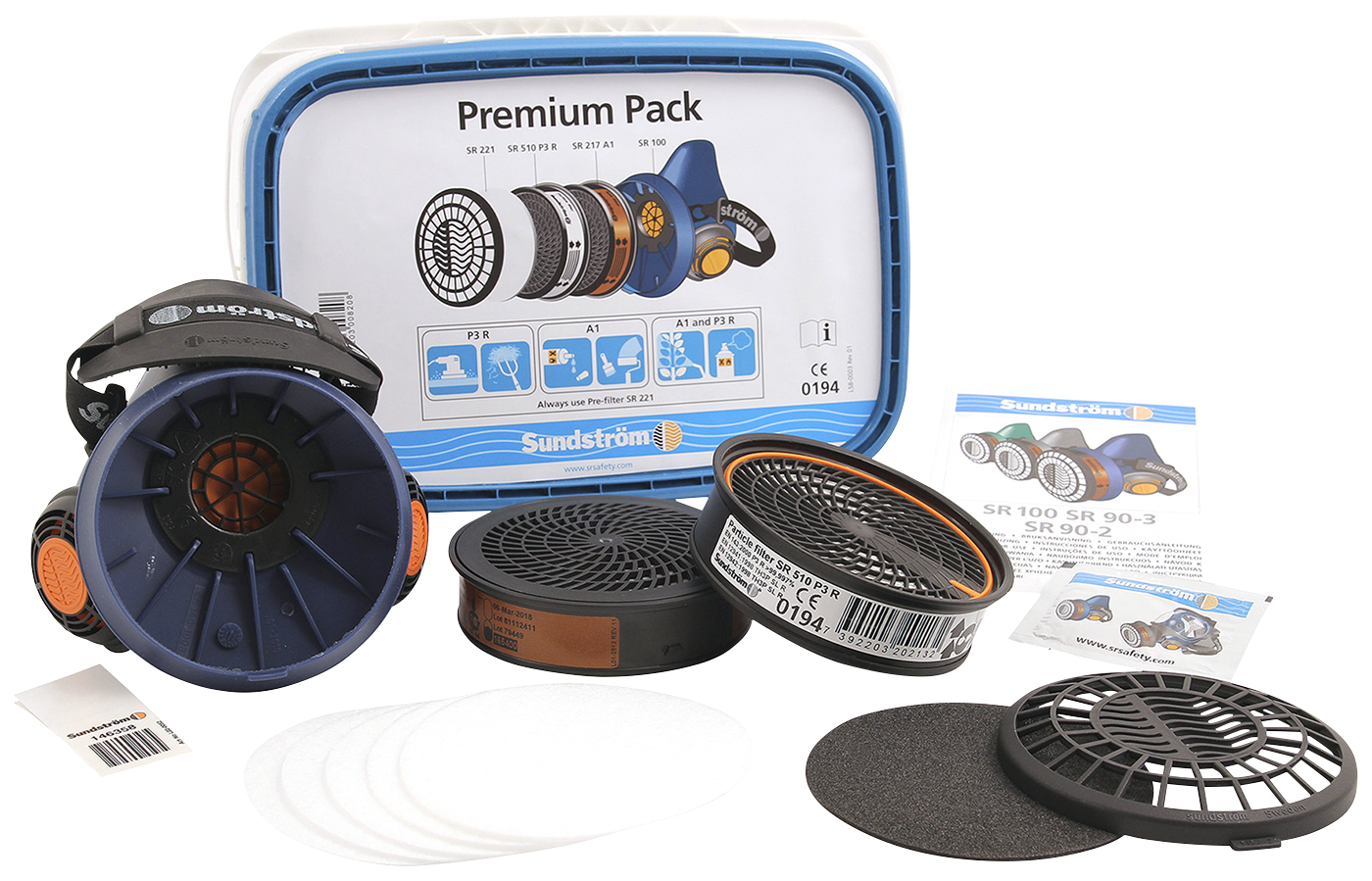 Halvmaske Sr 100     Premium Pack Inkl  P3 Og A1 Filter