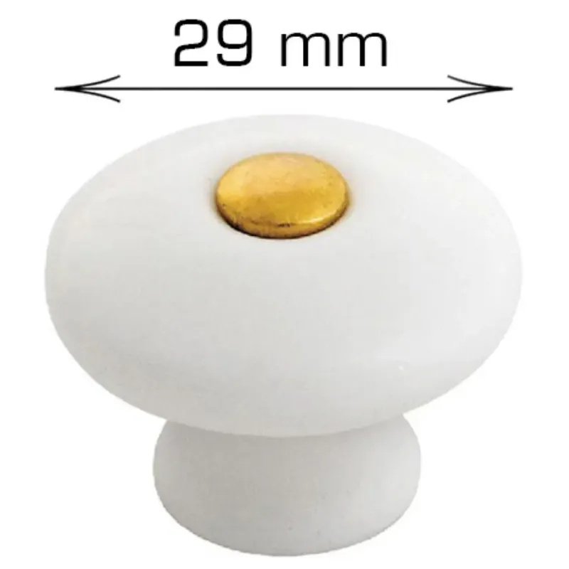 Home It Porcelænknop ø29   25 Mm Hvid Guld   Stk