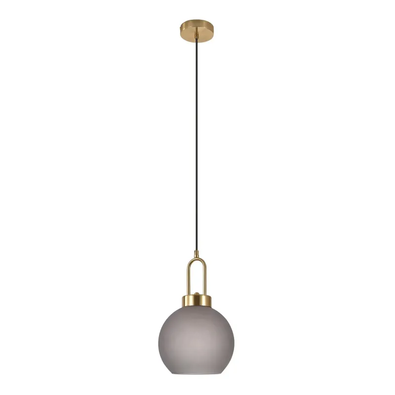 Pendel Pendel Kugleformet Mat Smokey Glas Og Messingfatningn150 Cm Stofledning Pære: E27 40w 6406105