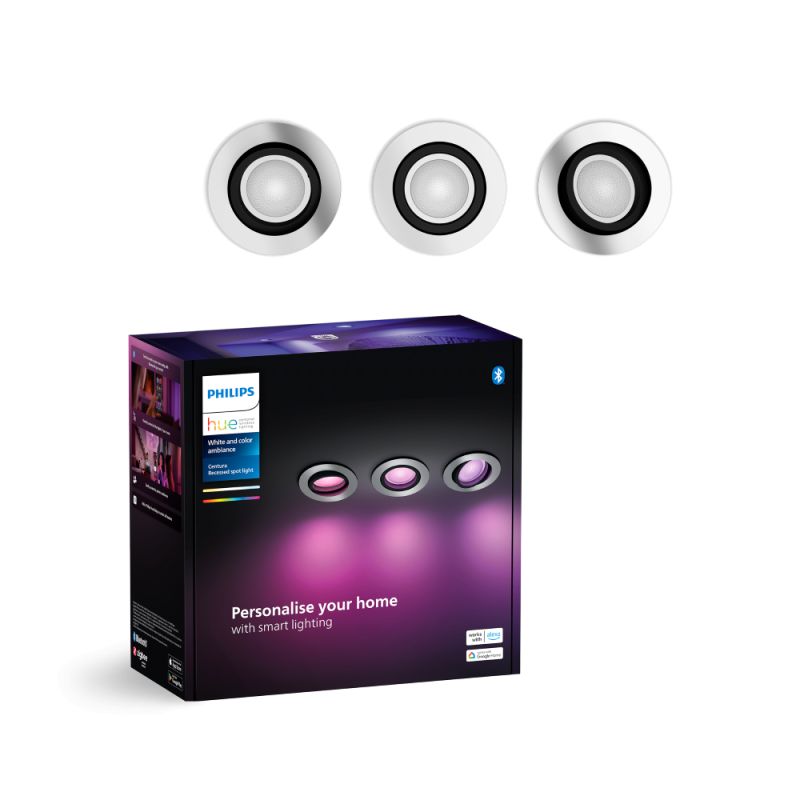 Philips Hue Centura Hue Recessed Aluminium 3x4 2w Spot White Color Ambience
