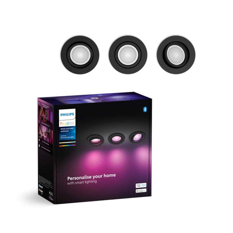 Philips Hue Centura Hue Recessed Sort 3x4 2w Spot White Color Ambience