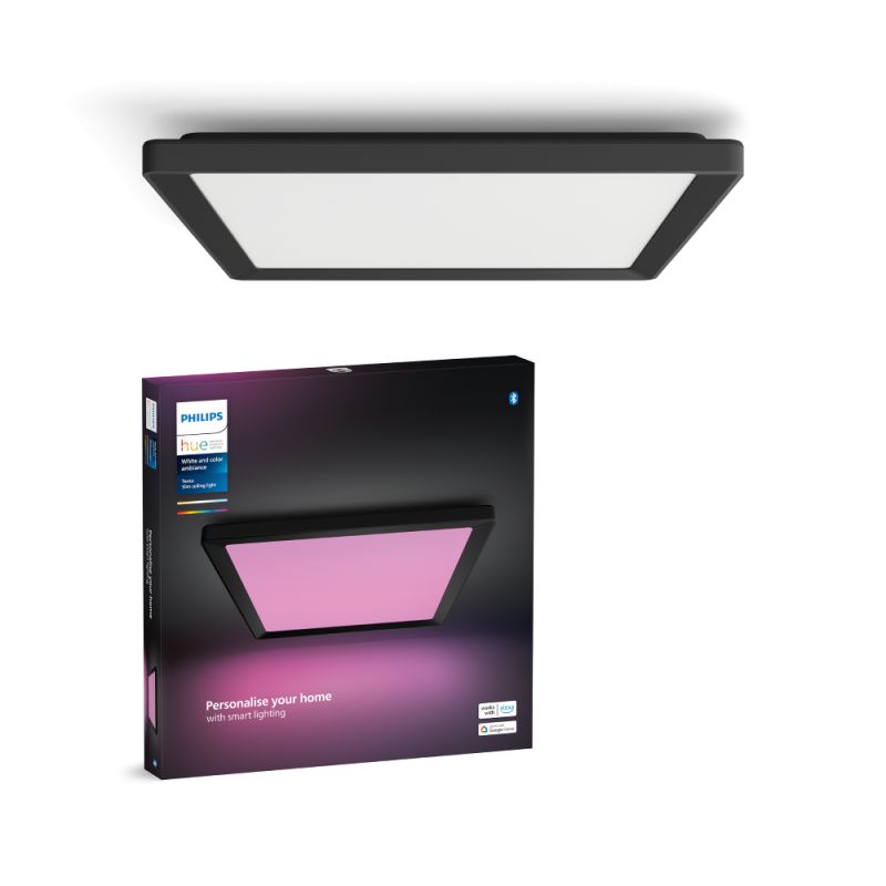 Philips Hue Tento Hue Wca Slim Loftlampe Sq Sort Loftlampe White Color Ambience