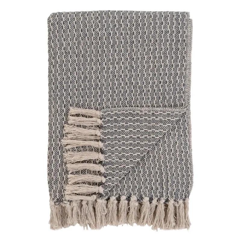 Plaid Mørkegråt Og Hvidt Bomuld Design 3961004