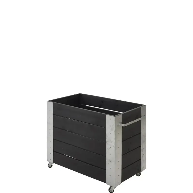 Plus Cubic Blomsterkasse 87x50x70cm   Hjul Sort 18244-15