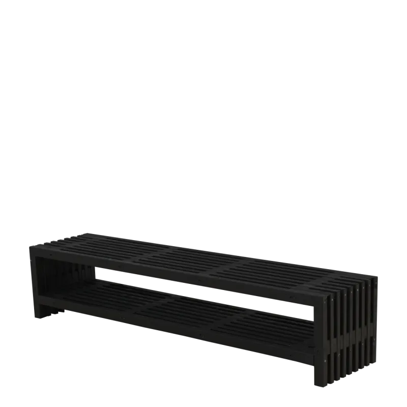 Plus Rustik Trallebænk Design 218x49x45cm   Hylde Sort
