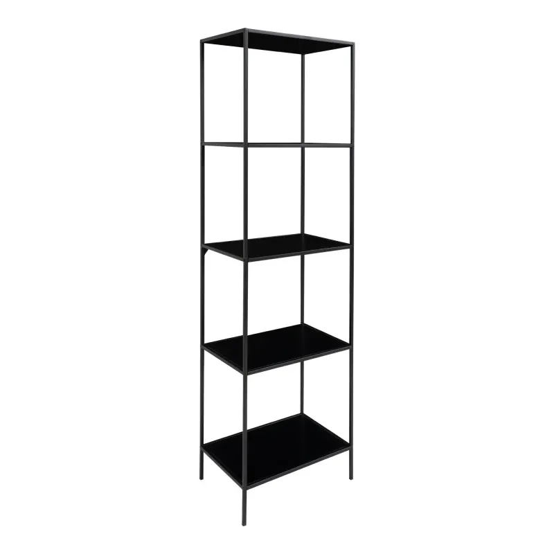 Reol Med Sort Ramme Og Sorte Hylder 51x36x170 Cm 3001070