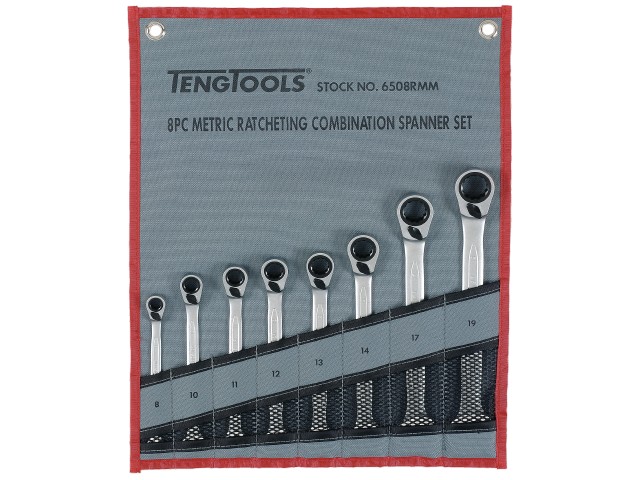 Ring-gaffelnøgler   Sæt Med Skralde Teng Tools 6508rmm
