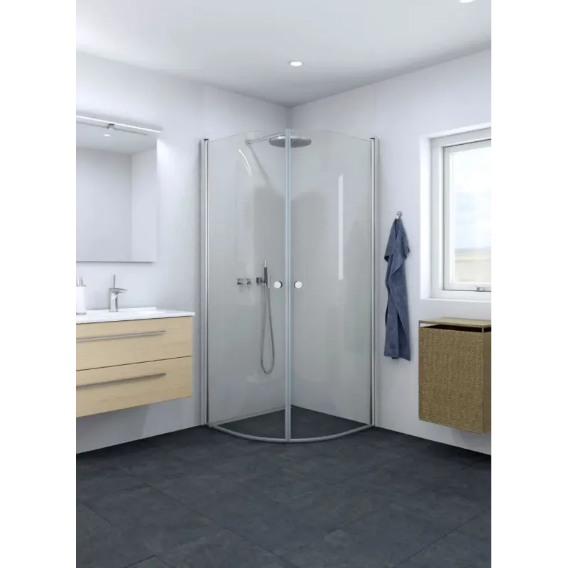 Scanbad Brusedør 200cm Halvrund 99-101 Cm Satin Klar