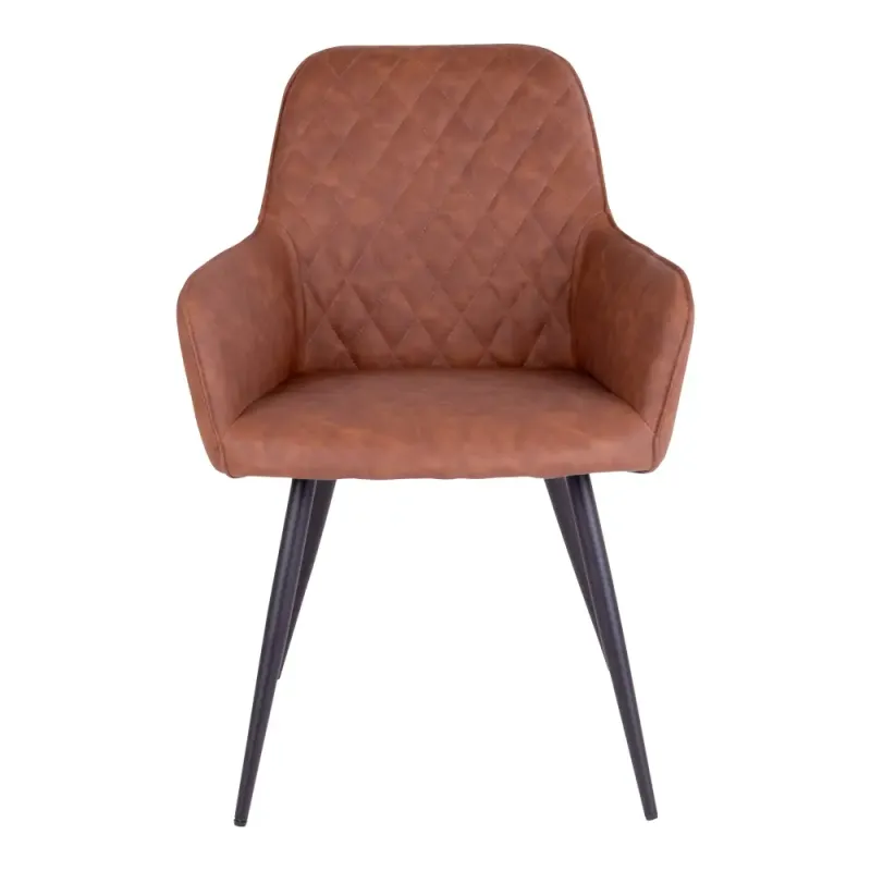 Spisebordsstol Vintage Brun Kunstlæder Med Sorte Ben Hn1220 1001150