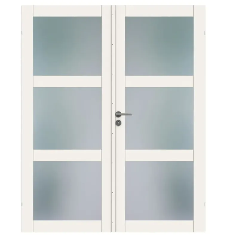 Swedoor Purity Gw3l Dobbelt Hvid Rammedør    Klart Hærdet Glas M15x21