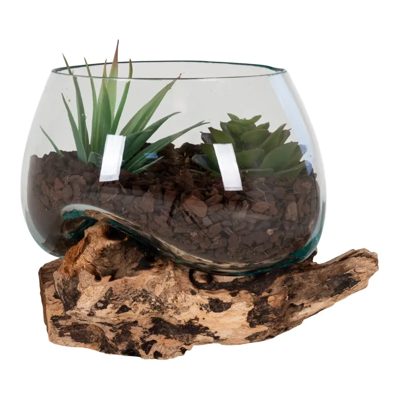 Vanddråbe Glas Med Træfod ø15xh15 Cm 4501055