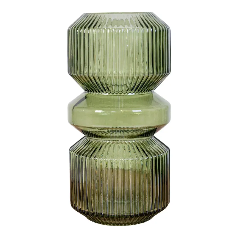 Vase Grøn Glas ø12x24 Cm 4441070