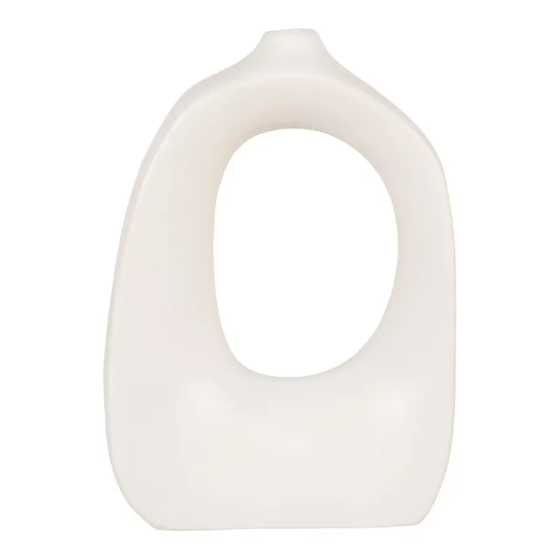 Vase Organisk Form Hvid Keramik 9x20x27 Cm 4441730