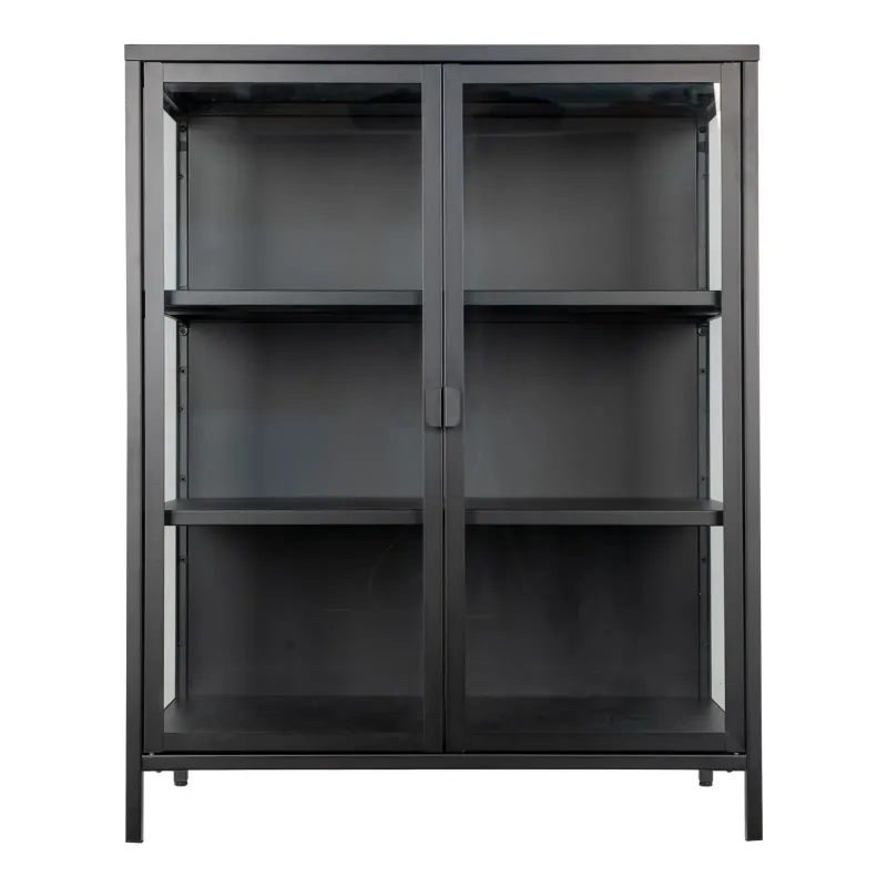 Vitrineskab Sort Med Glaslåger 40x80x101 Cm 3001045