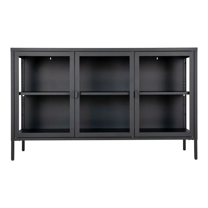 Vitrineskab Sort Med Glaslåger 40x140x85 Cm 3001050