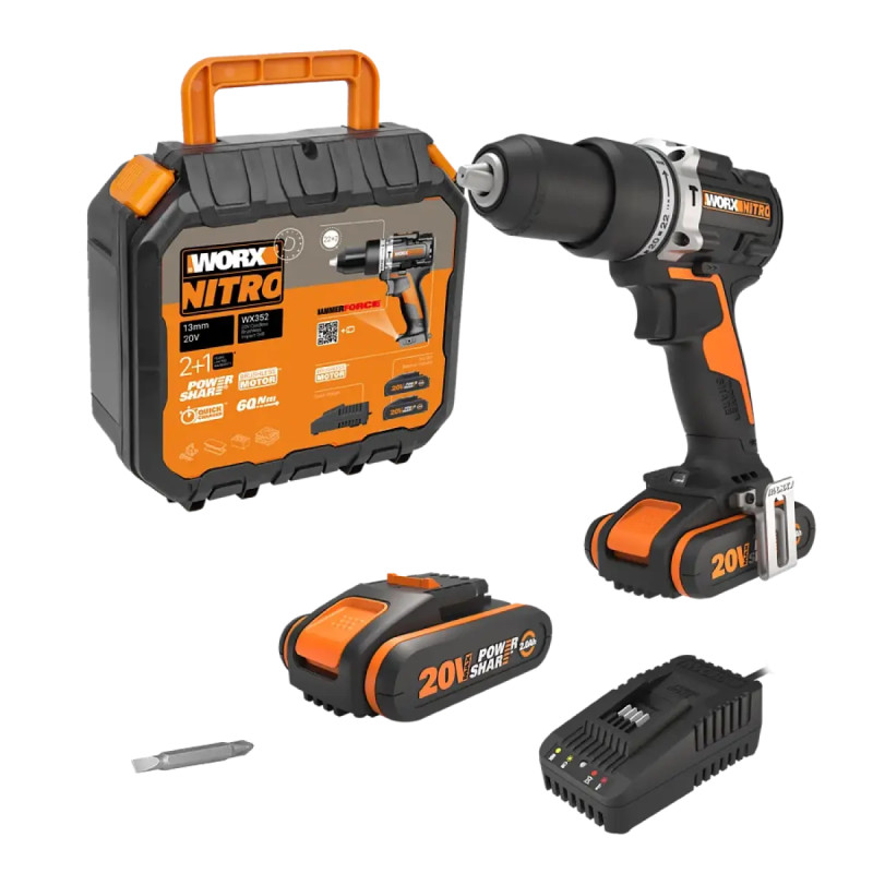 Worx 20v Powershare 60nm Kulfri Borehammer Wx352