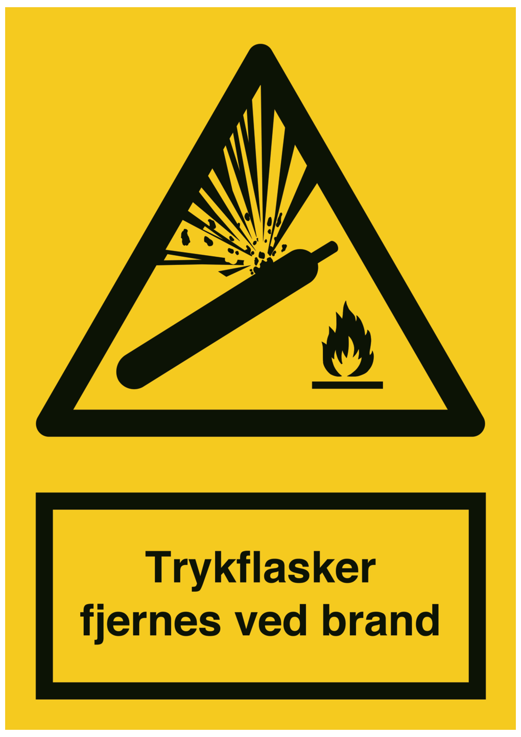 Advarselsskilt  Quot Trykflasker Fjernes   Brand Quot    Plast A4
