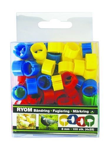 Båndringe Plast Ass  8mm 100 Stk