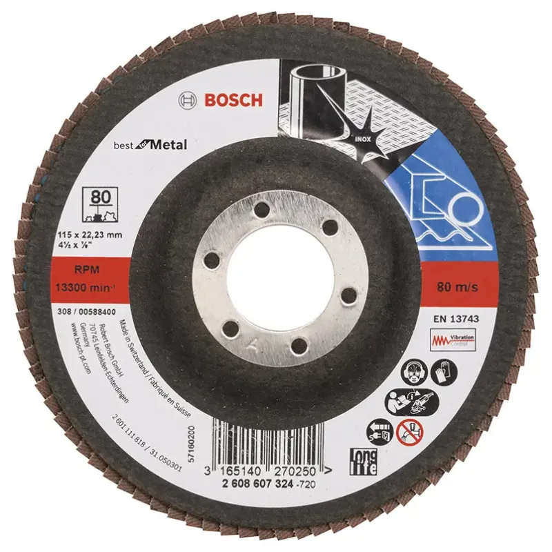 Bosch Lamelslibeskive  :mt ø115x22mm K80 Flad 2608607324