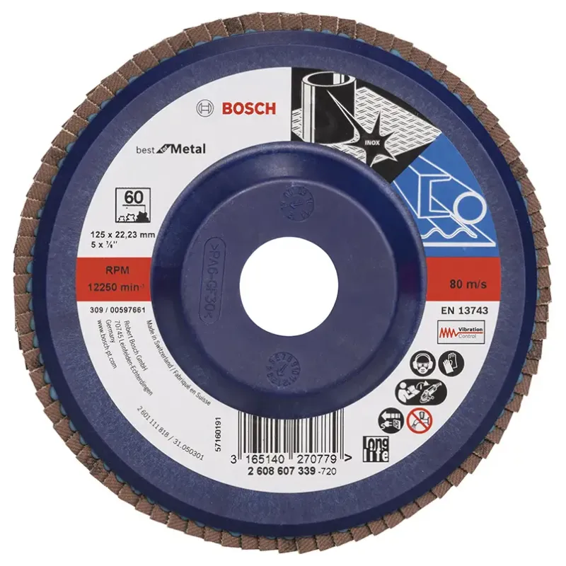Bosch Lamelslibeskive  :mt ø125x22mm K60 Flad 2608607339