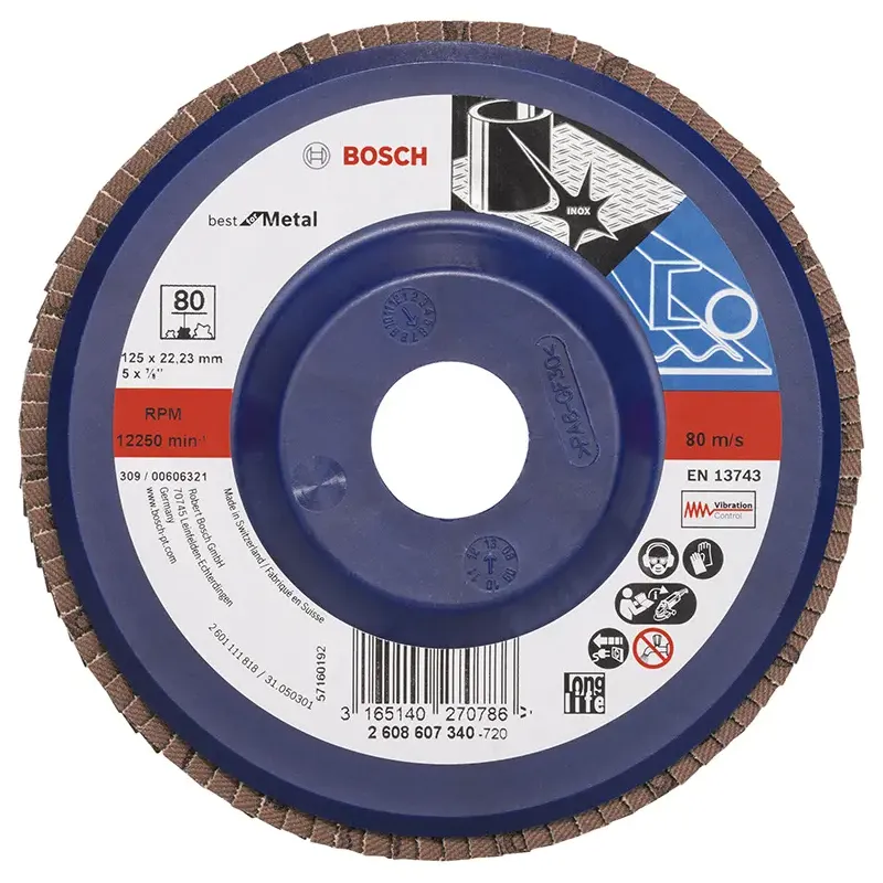 Bosch Lamelslibeskive  :mt ø125x22mm K80 Flad 2608607340