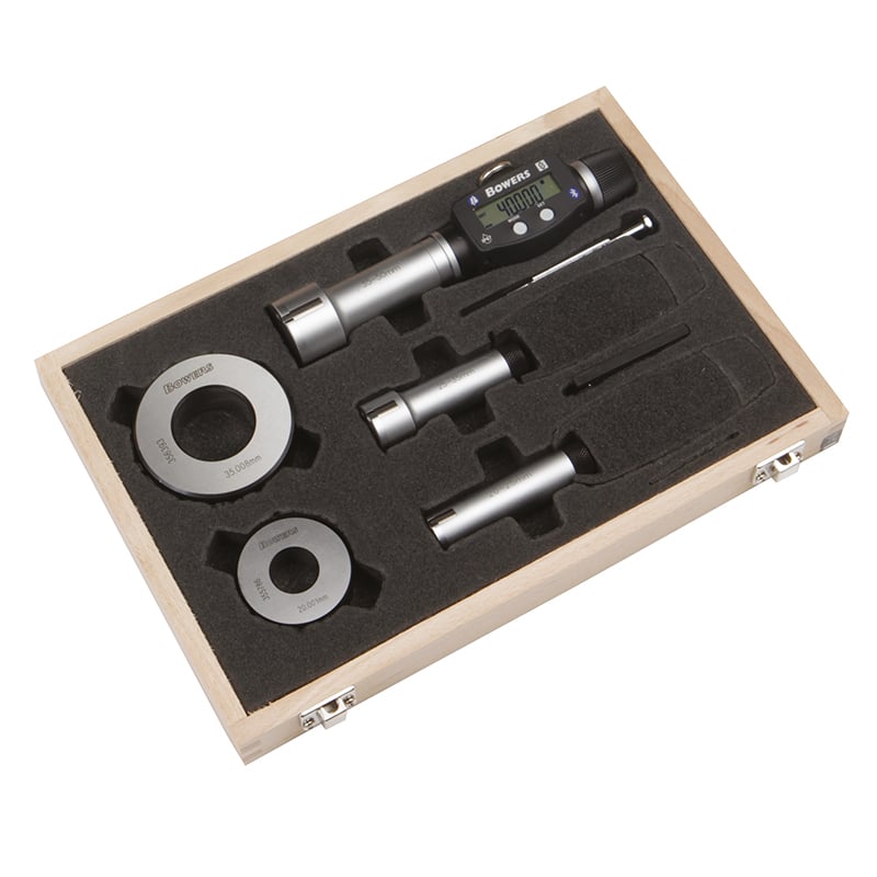 Bowers Sxtd5m-bt Digital  -punkt Mikrometer Sæt 20-50 Mm Med Bluetooth Og Kontrolringe