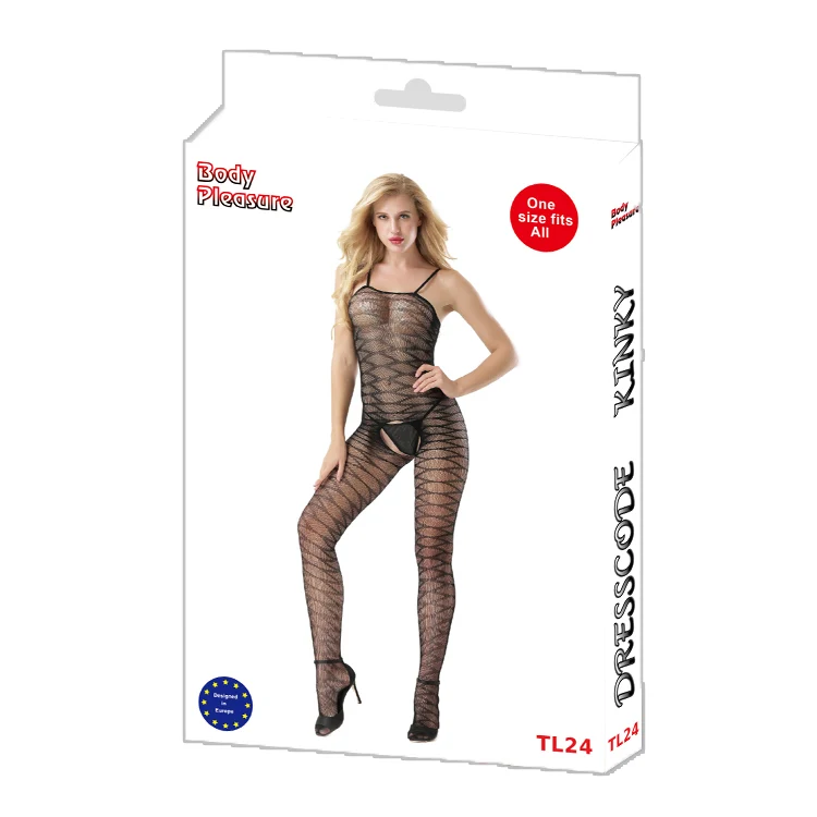 Erotisk Bodystocking Med Zigzag Netmønster  One Size