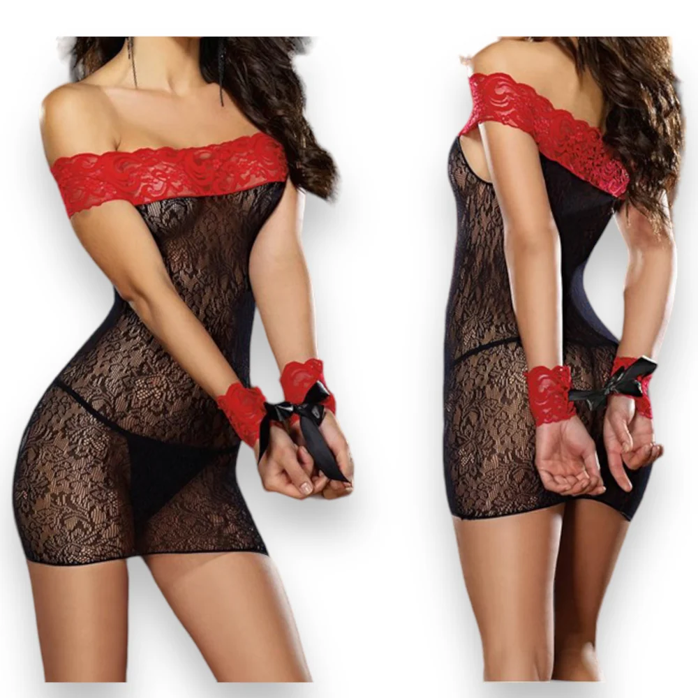 Erotiske Blonde Minikjole Med Manchetter  One Size