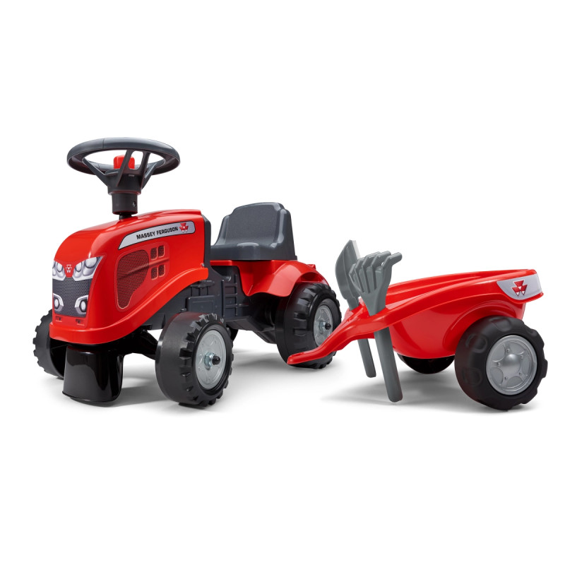 Falk Traktor Med Trailer  Rive Og Skovl Baby Massey Ferguson