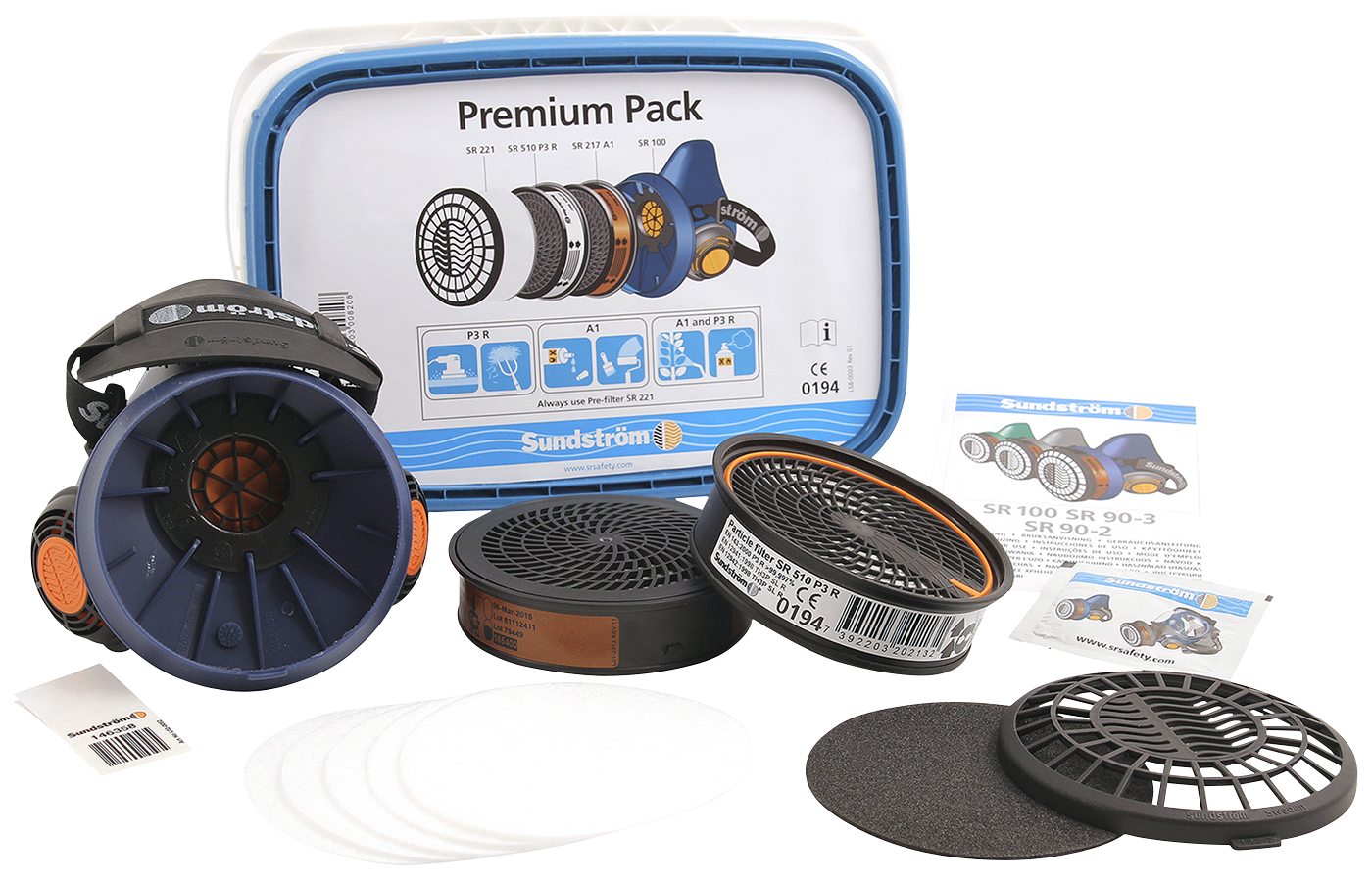 Halvmaske Sr 100     Premium Pack Inkl  P3 Og A1 Filter