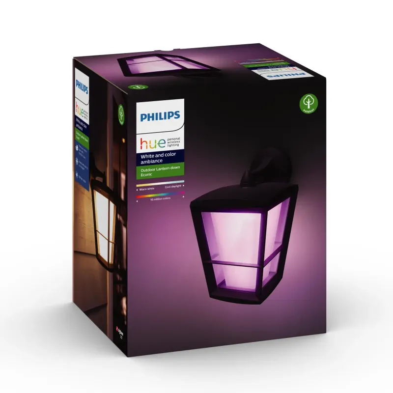 Philips Hue Econic White And Color Ambiance Nedadvendt Udendørs Væglampe Sort 15w