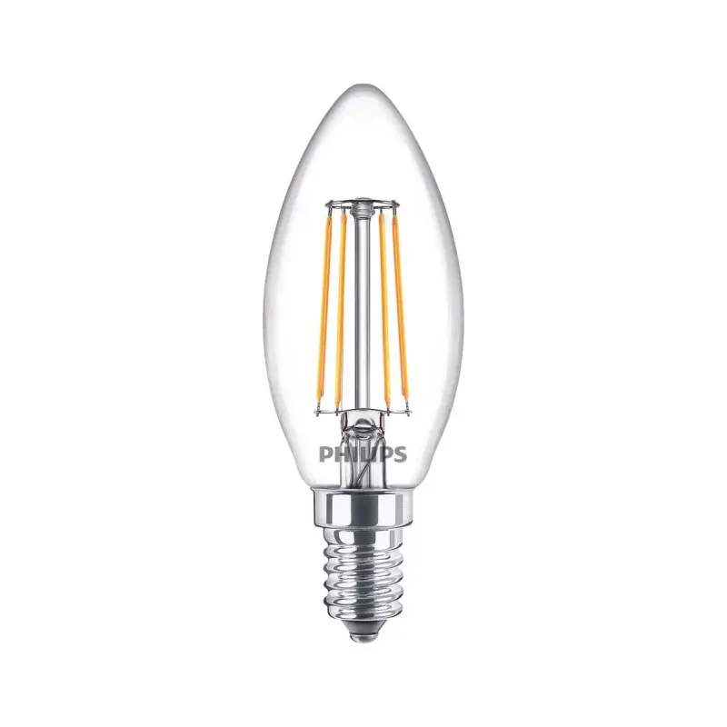 Philips Led Classic Filament Kertepære B35 E14 Klar 40w Varm Hvid  -pak Box