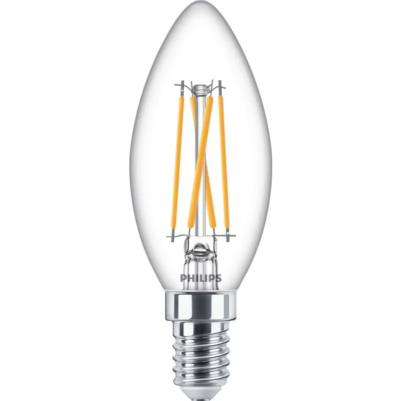 Philips Led Classic Filament Kertepære E14 Klar 40w Varm Hvid Dæmpbar