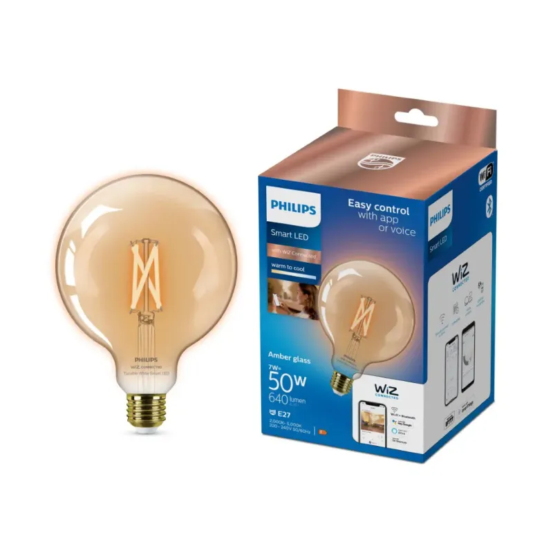 Philips Smart Led Tunable White Filament Stor Globepære G125 E27 Guld 50w  -pak