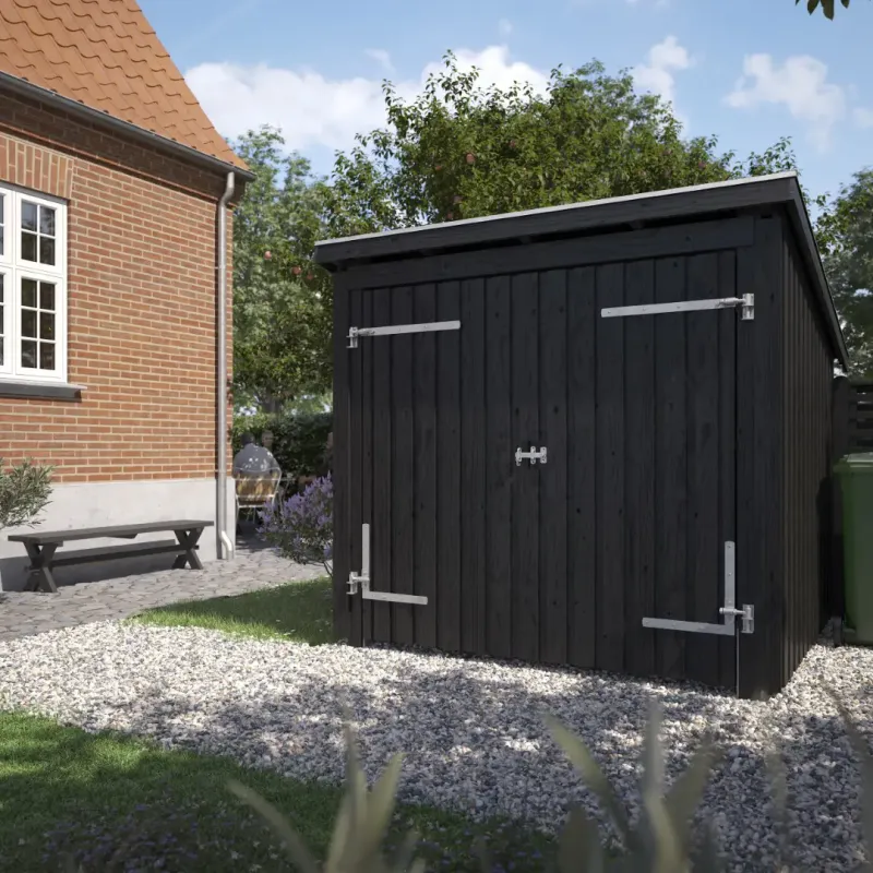 Plus Nordic Cykelskur   Mâ    Modul åben Inkl  Tagpap Alulister Stolpefødder  168566-