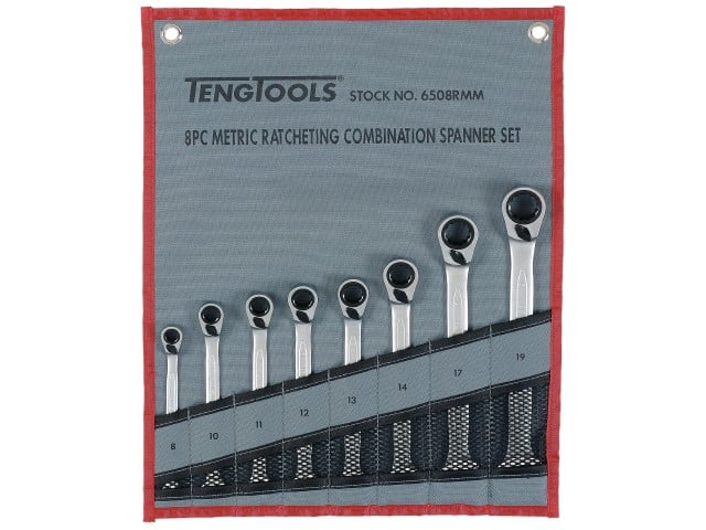 Ring-gaffelnøgler   Sæt Med Skralde Teng Tools 6508rmm
