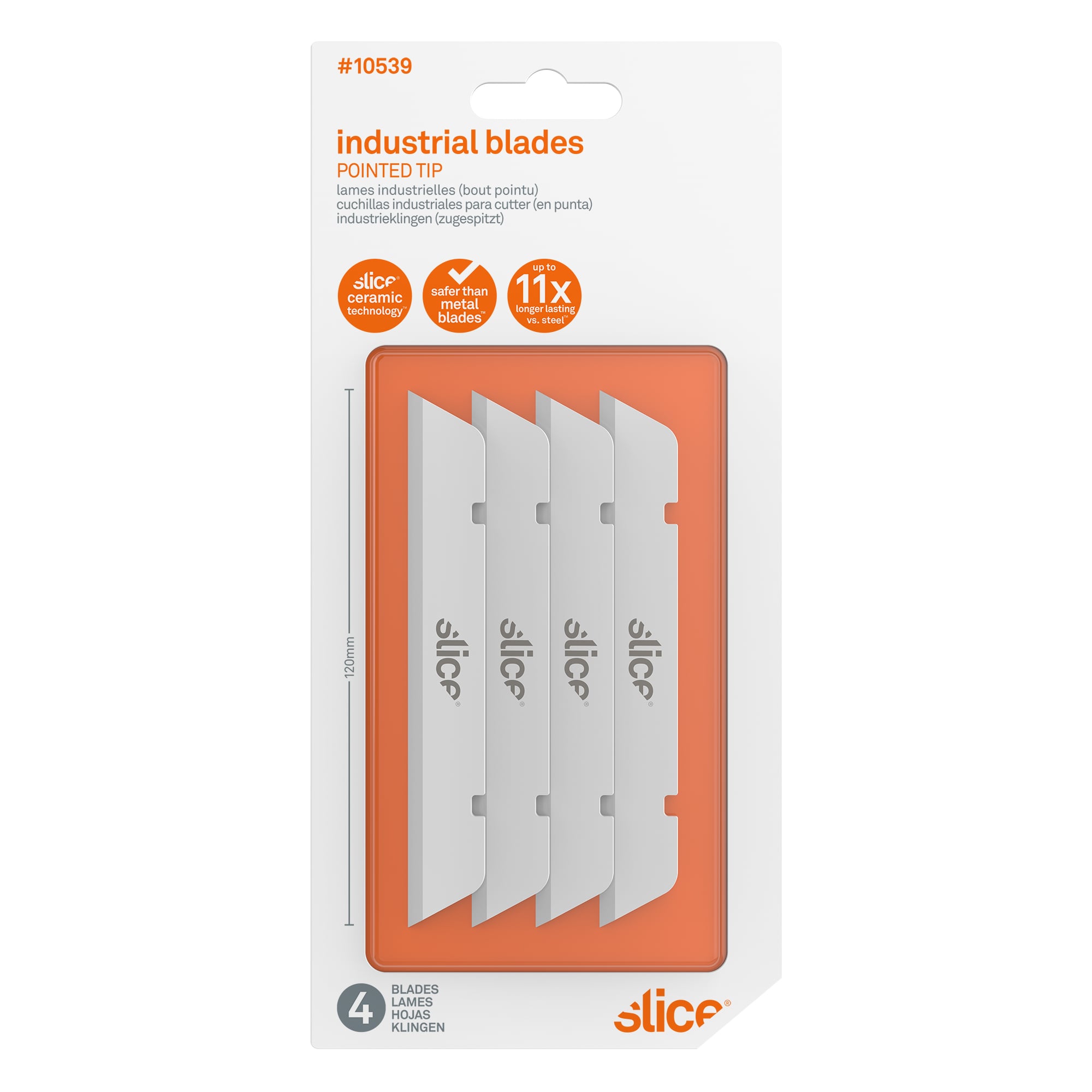 Sliceâ  Knivblad  Lang 120mm Med Spids Ende 10539