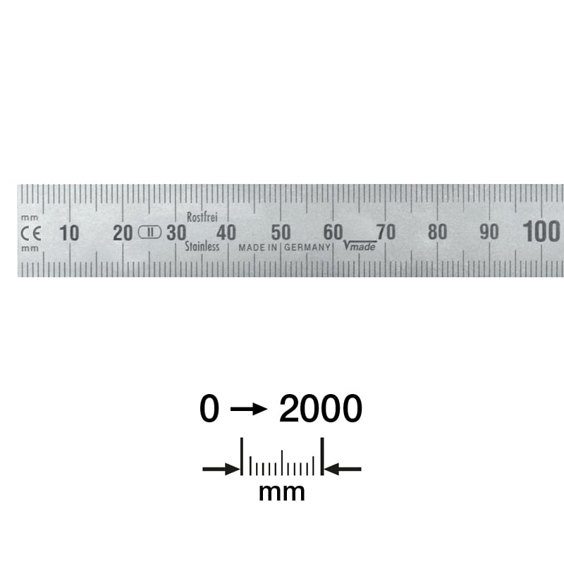 Stållineal 1500x30x1   Mm Med Aflæsning Venstre-mod-højre